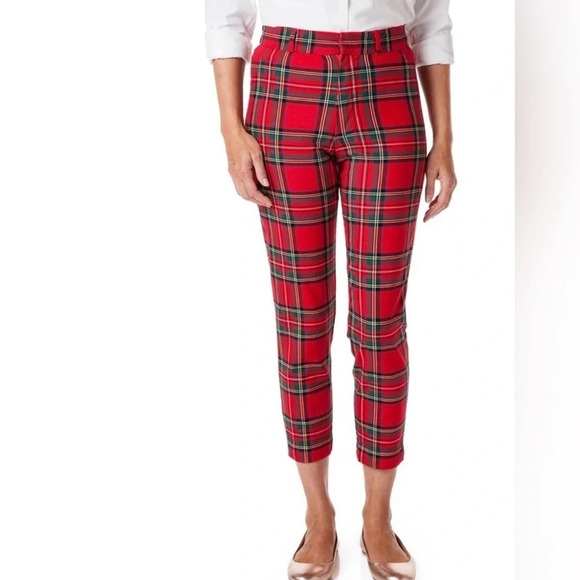 CASTAWAY NANTUCKET ISLAND Ankle Capri Stretch Twill Plaid Pants - Picture 1 of 11